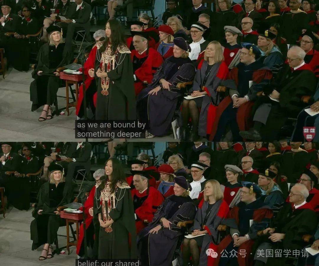讲的中国女生蒋雨融来自青岛英高毕业本科就读于杜克尊龙凯时新版APP震撼全场！史上首位在哈佛毕业演(图2)